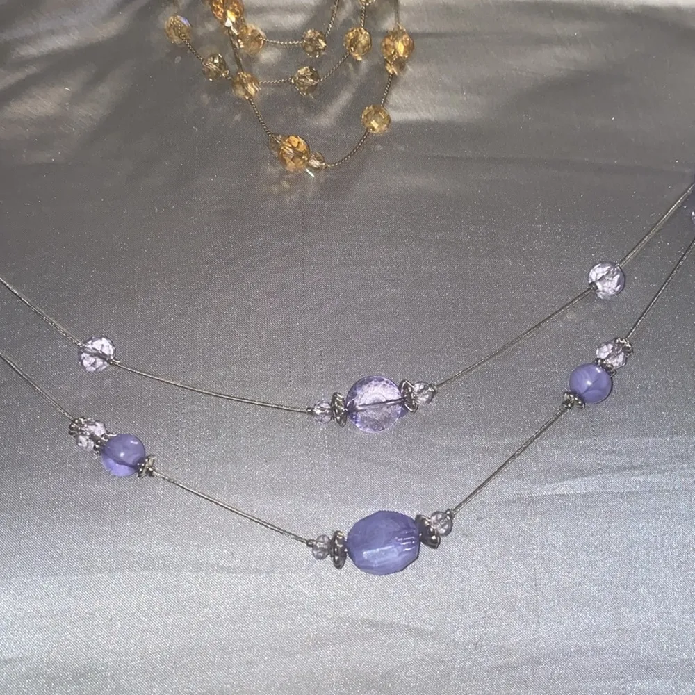 2 Elegant Purple and Gold Beaded Necklace bundle - Image 4