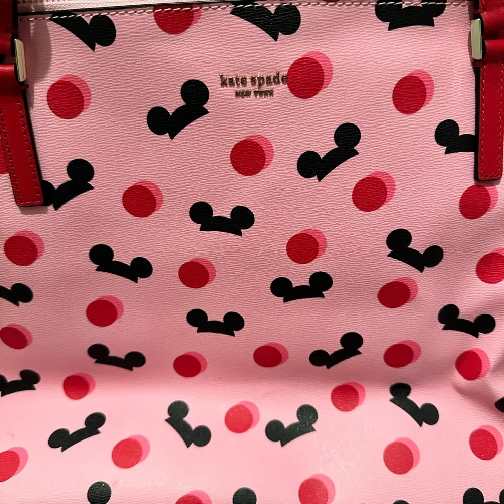 Kate Spade x Disney Disneyland Parks Pink Red Mouse Ear Hat Tote Handbag NEW - Image 4