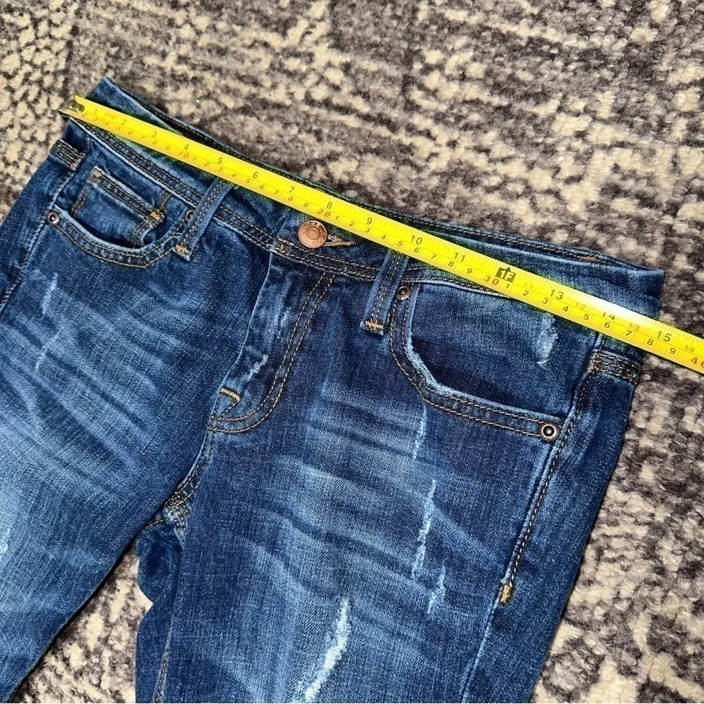 Vigoss Denim Vintage Junior 3 Medium Blue Wash Grommet Pocket Miami Skinny Jeans - Image 9