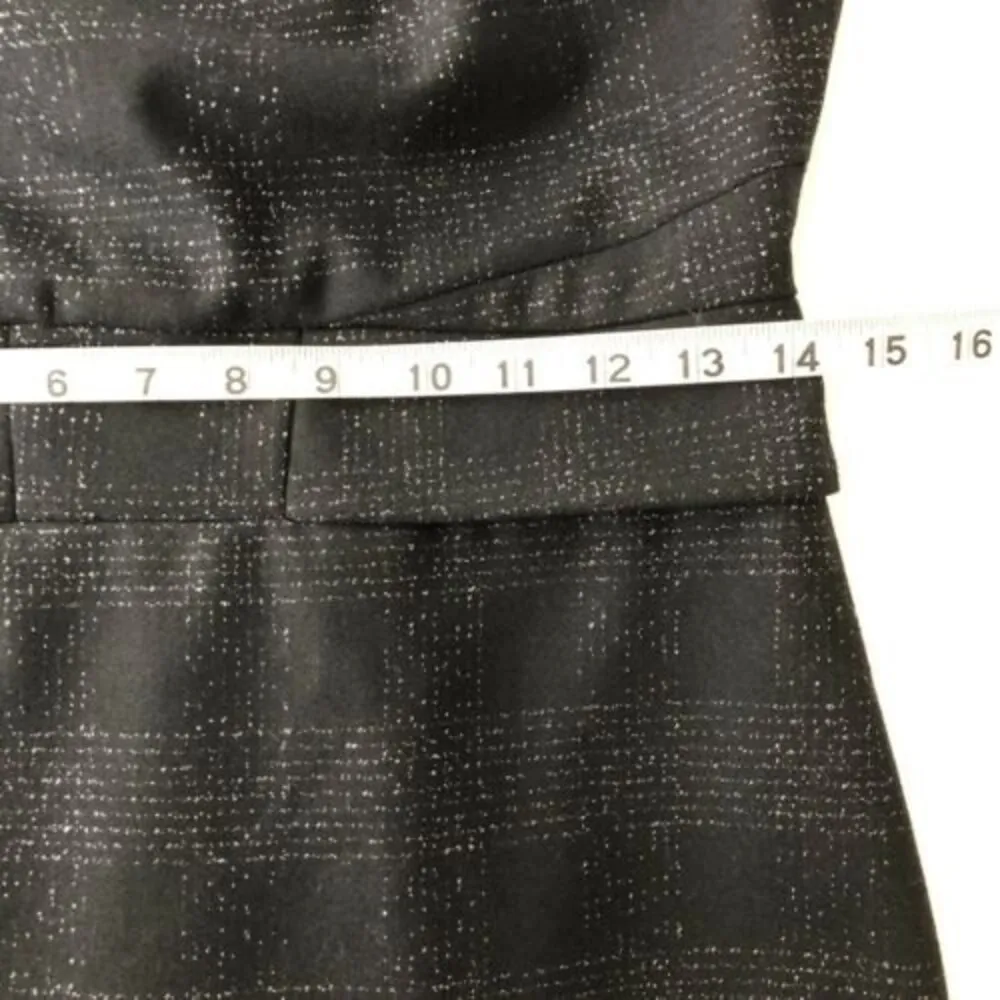 CLUB MONACO Black & Silver Metallic Sheath Dress Size 4 Square neckline Tailored - Image 9