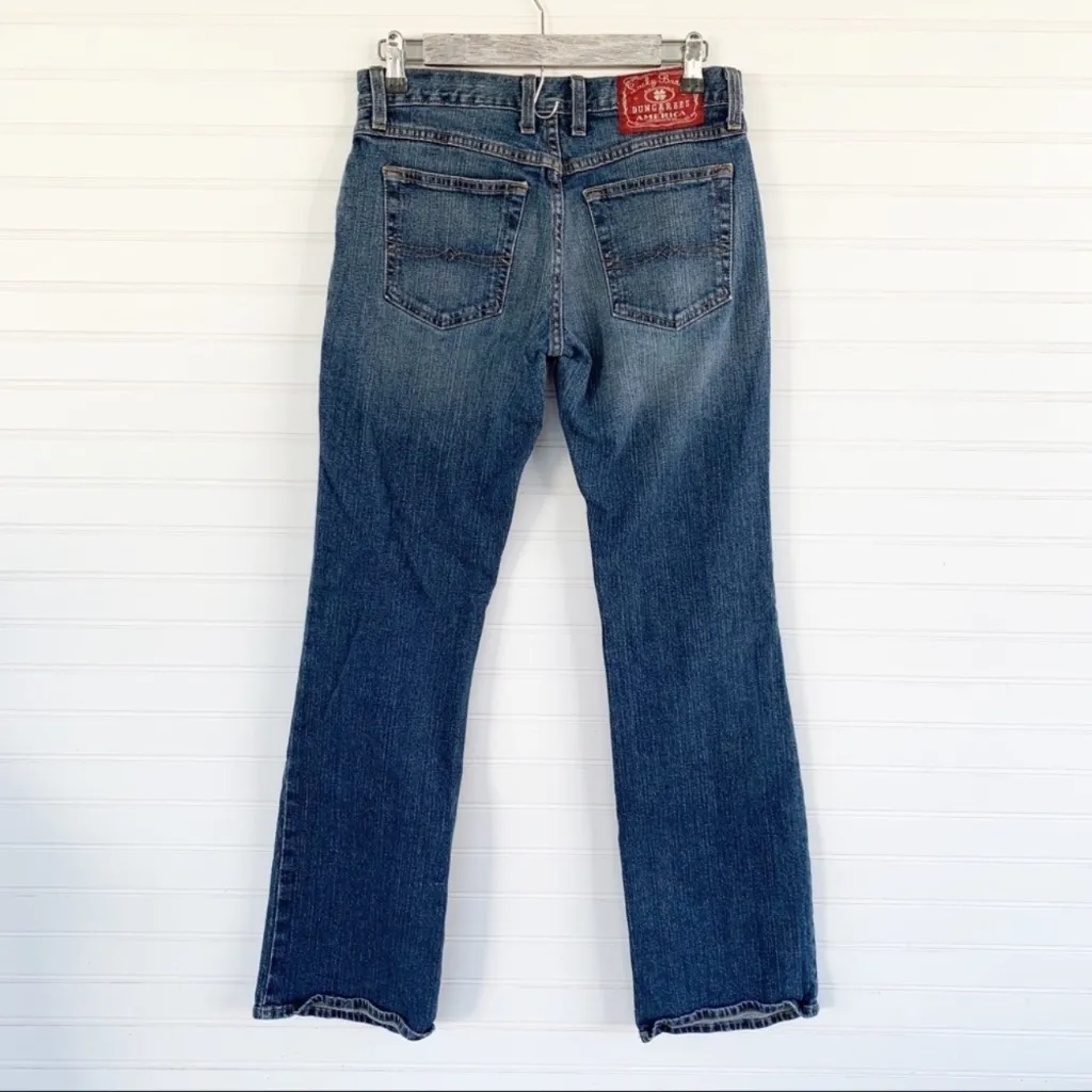 Lucky Brand Dungarees Mid Rise Flare SOHO dark blue denim Jeans Size 4 - Image 2