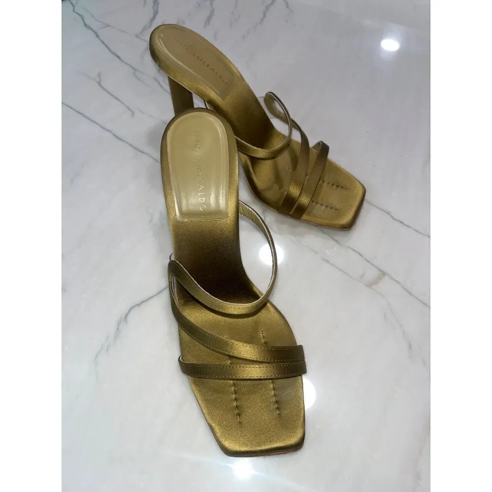 ILIO SMERALDO X Maeve Reilly Strappy Mules in Olive 40 With Box Womens High Heel Green Size 9 - Image 6