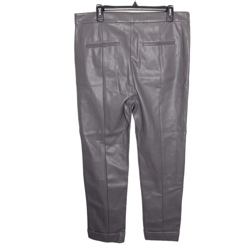 Ann Taylor New  Faux Leather High Waist Ankle Pant in Fresh Graphite size 14T - Image 4