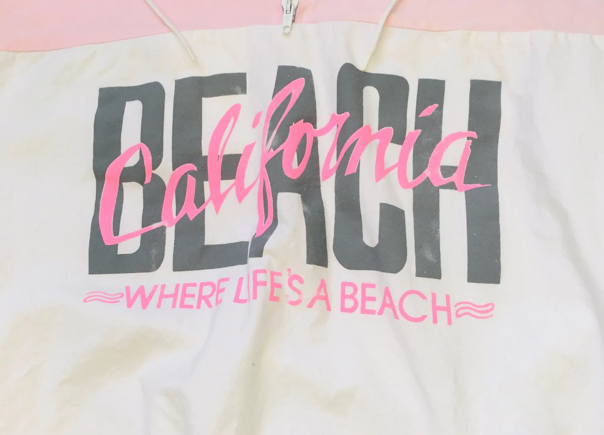 Vintage California Beach 3/4 Zip Pullover White Size L - Image 9