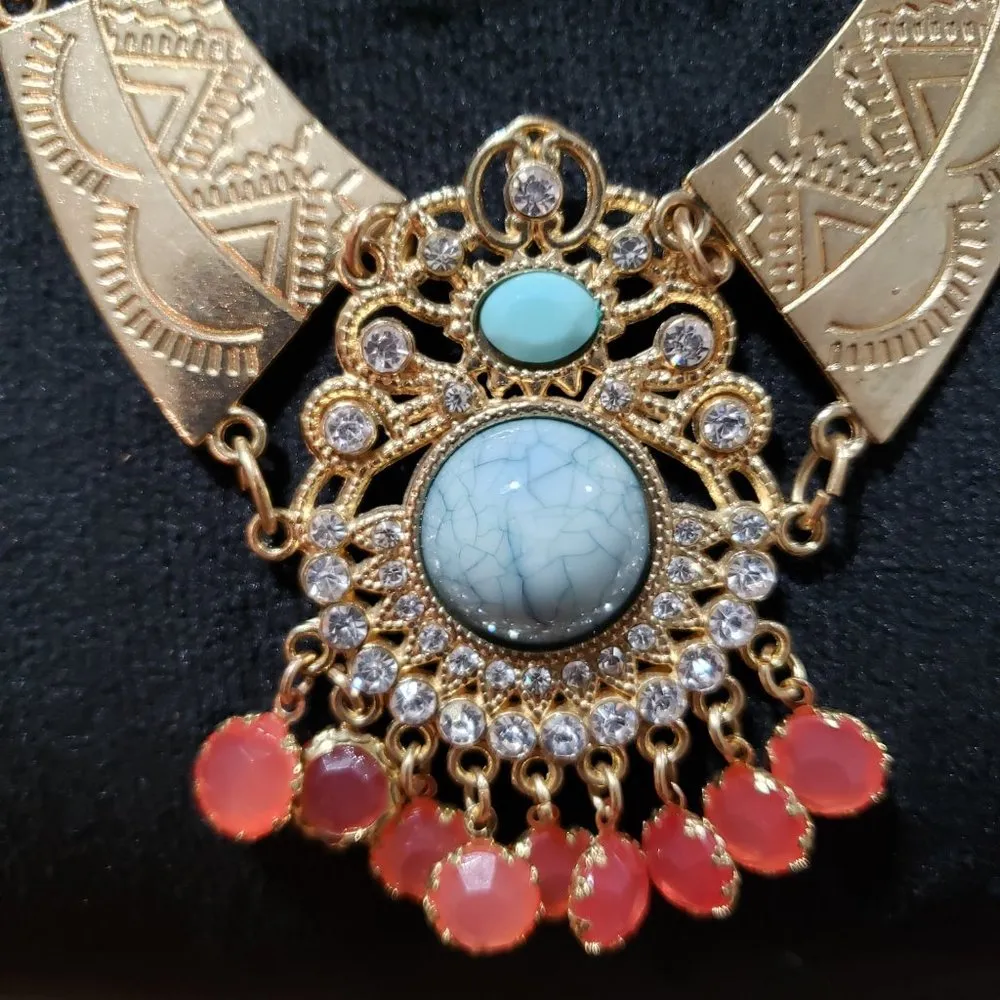 Womens Fashion Choker Semiprecious Stones Pearls Necklace with Lobster Clasp - Image 5