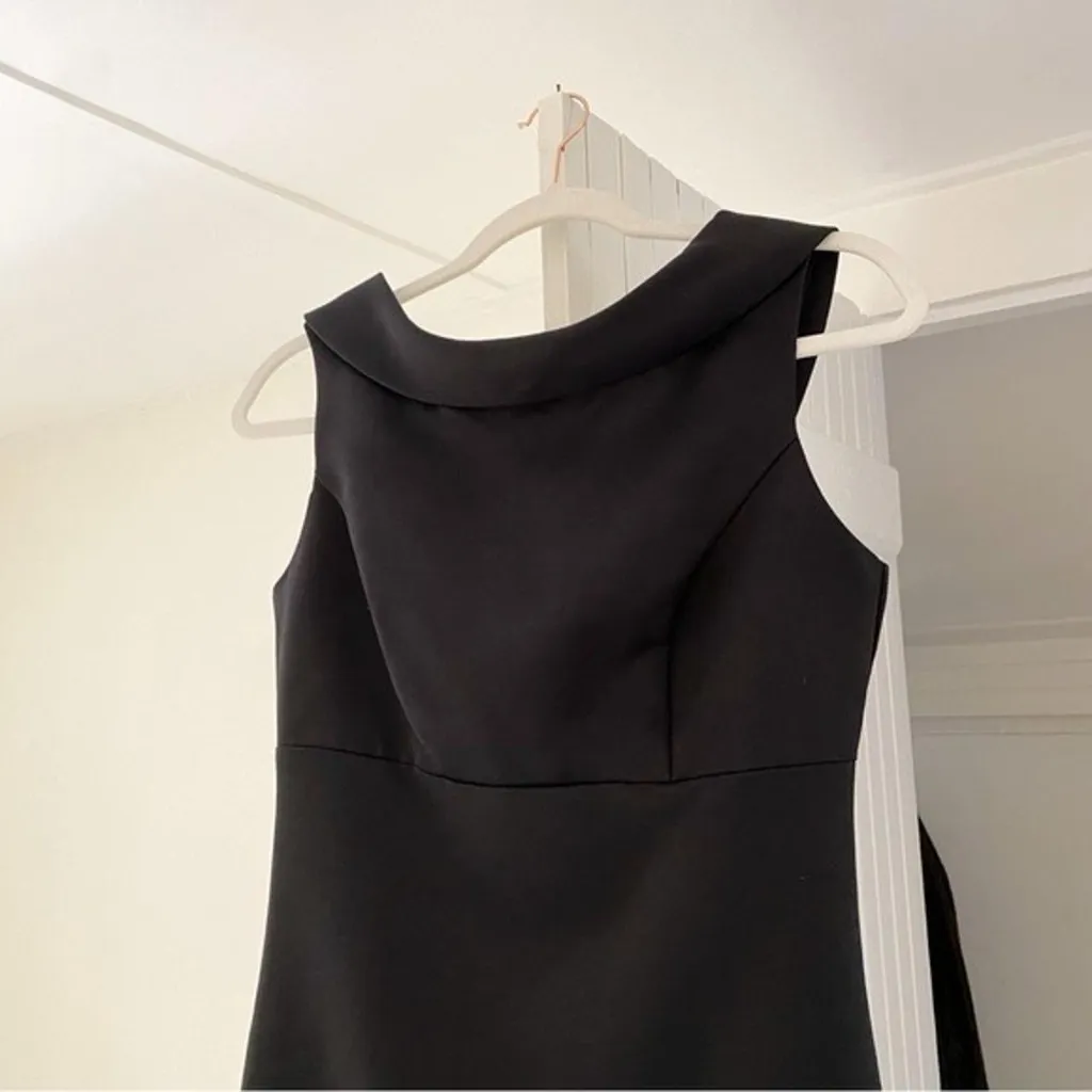 Hugo Buscati Collection Vintage 90s Collared Mini Sheath Dress Black Size 4 - Image 8