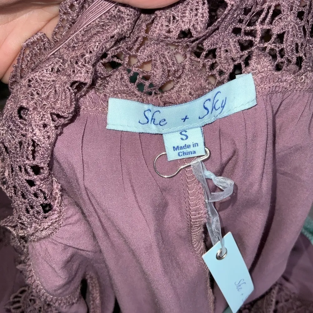 She & Sky Plum Off Shoulder BoHo Dress Small NWT - Image 9