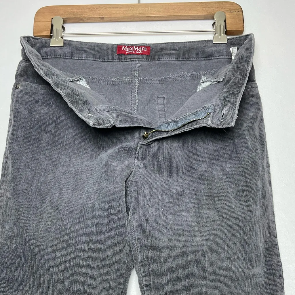 Max Mara Pura Seta Womens Corduroy Pants Gray Size 44 (US 10) Made in Italy - Image 5