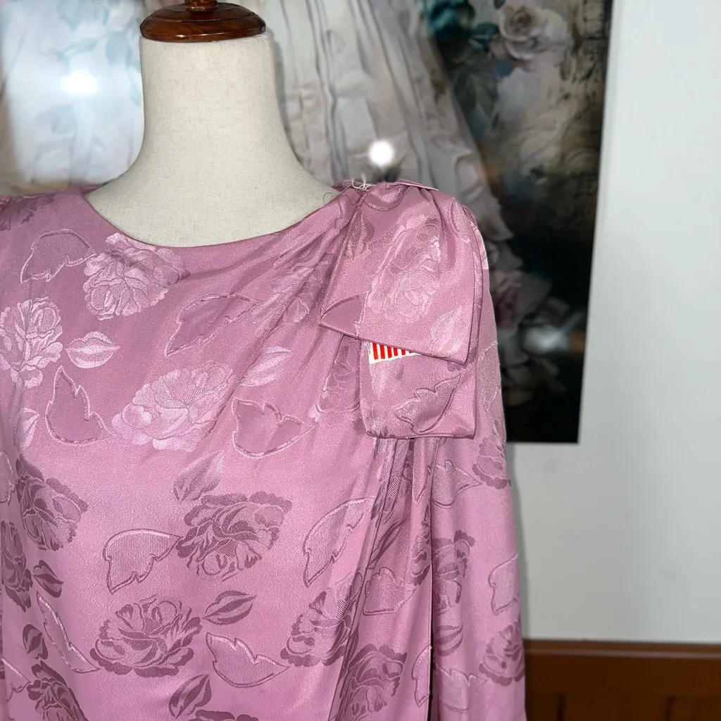 Elegant *New* Vintage 1980s/90s Miss Elliette Embossed Mother of the Bride Dress Pink Size 14 - Image 3