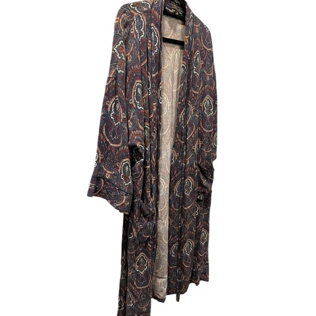 VTG Christian Dior Monsieur Paisley Tie Front Robe One Size Leisure Luxury Blue - Image 5