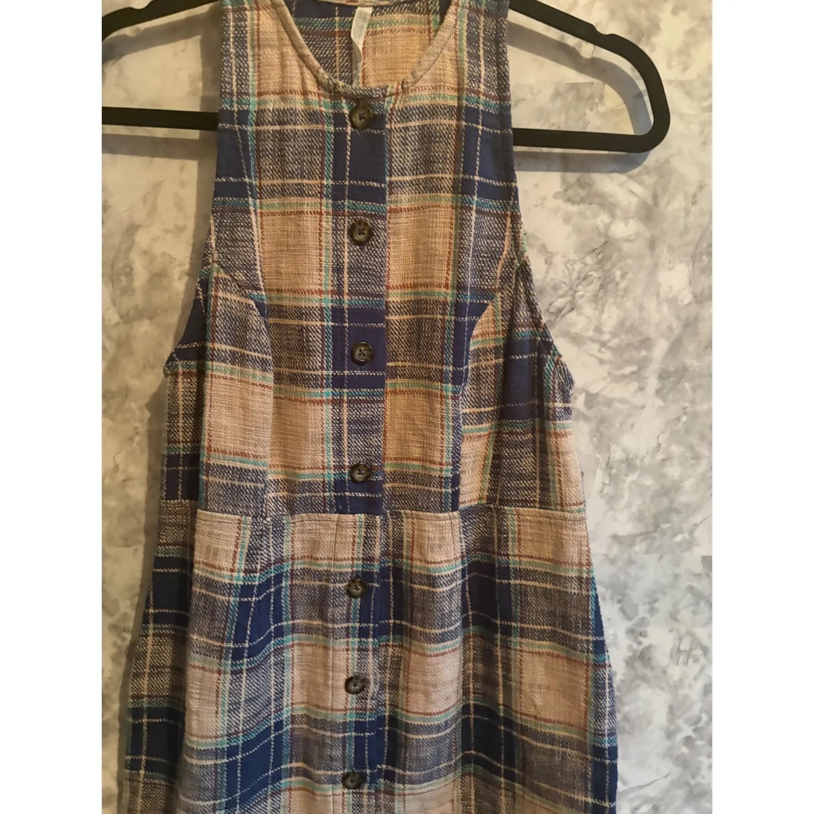 Urban‎ Outfitters Plaid Button Front Mini Dress Sleeveless M NWT - Image 3