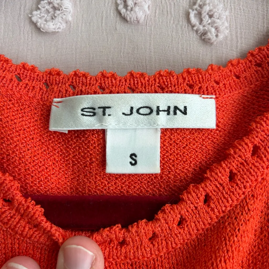 St. John Women’s Sleeveless Cropped Sweater Sz‎ S Orange - Image 3