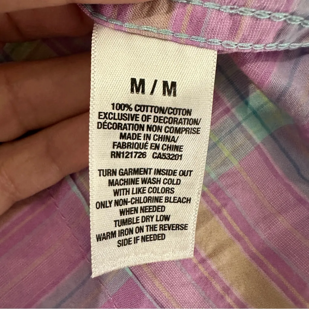 Aeropostale Signature Eighty-Seven Women’s Medium Plaid Button Down Shirt Purple - Image 13