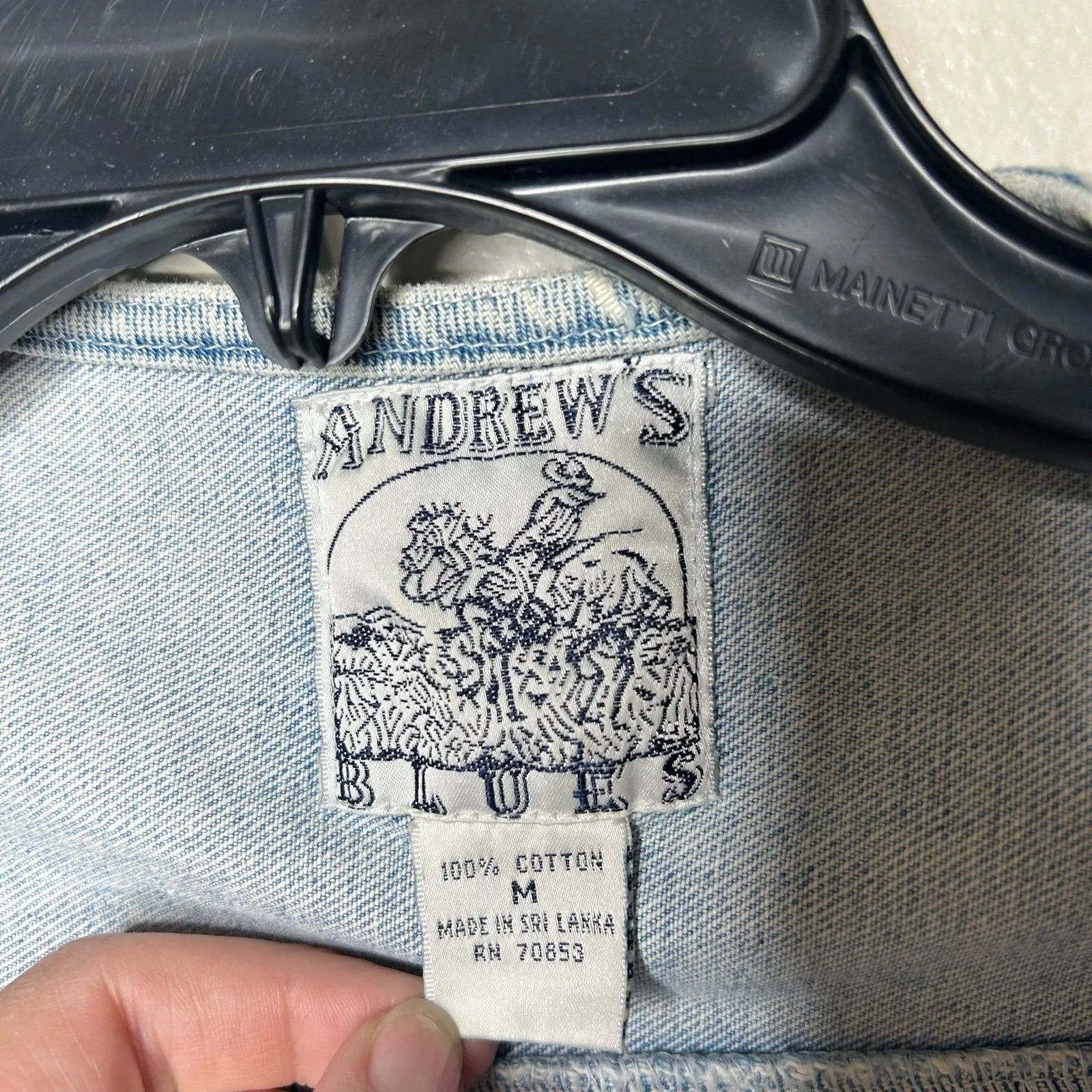 Vintage 90s 1990s Andrew’s Blues light wash 100% cotton denim vest Size M - Image 2
