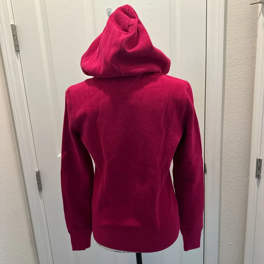 2009 Vintage Tommy Hilfiger Dark Fuchsia Zip-Up Hoodie - Image 3