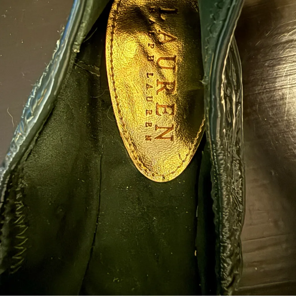 Lauren Ralph Lauren Dark Green Flats with Gold Buckle size 6 - Image 4