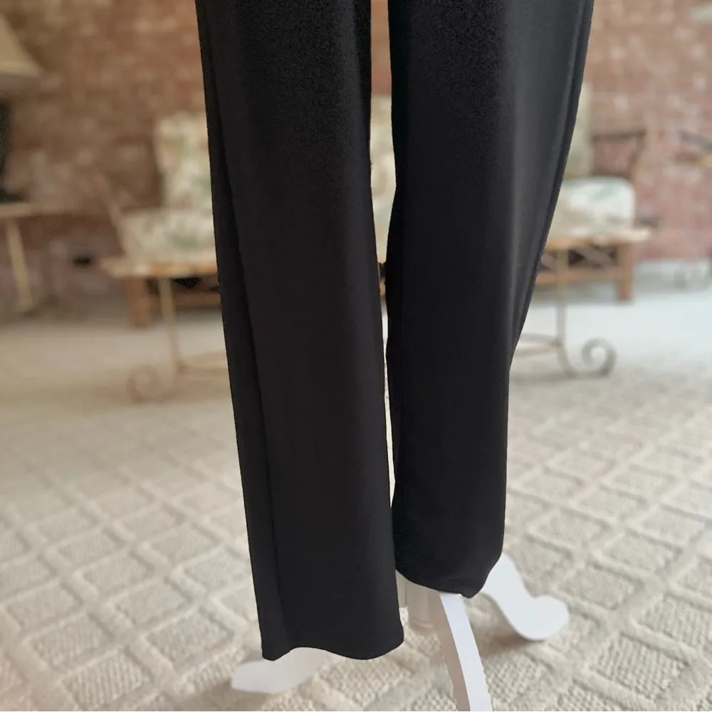 Express Jumpsuit Ankle Cropped Twist Waist Knit S Black V-Neck Party Stretch - Image 7