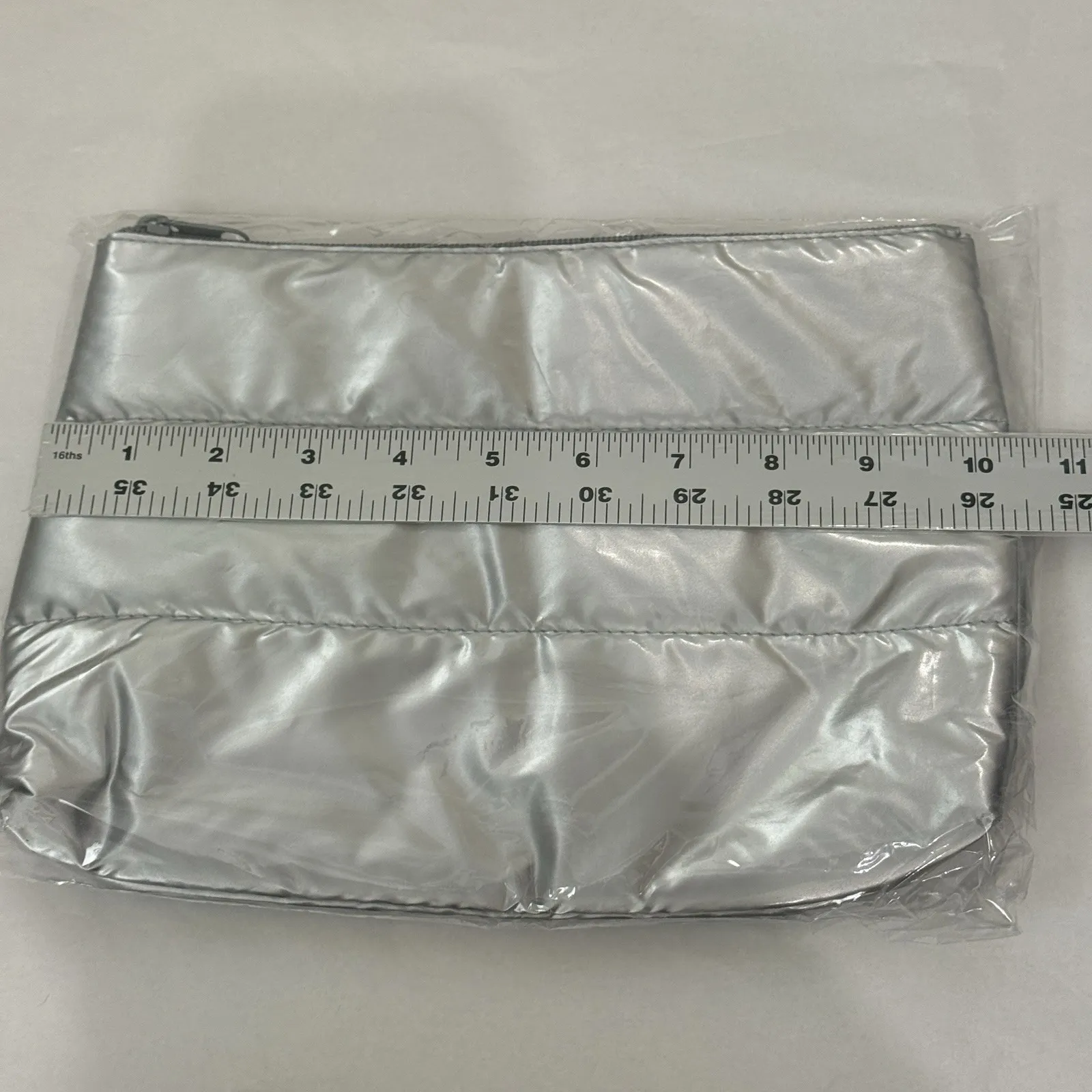 ULTA Silver Quilted Zipper Makeup Bag - Image 6