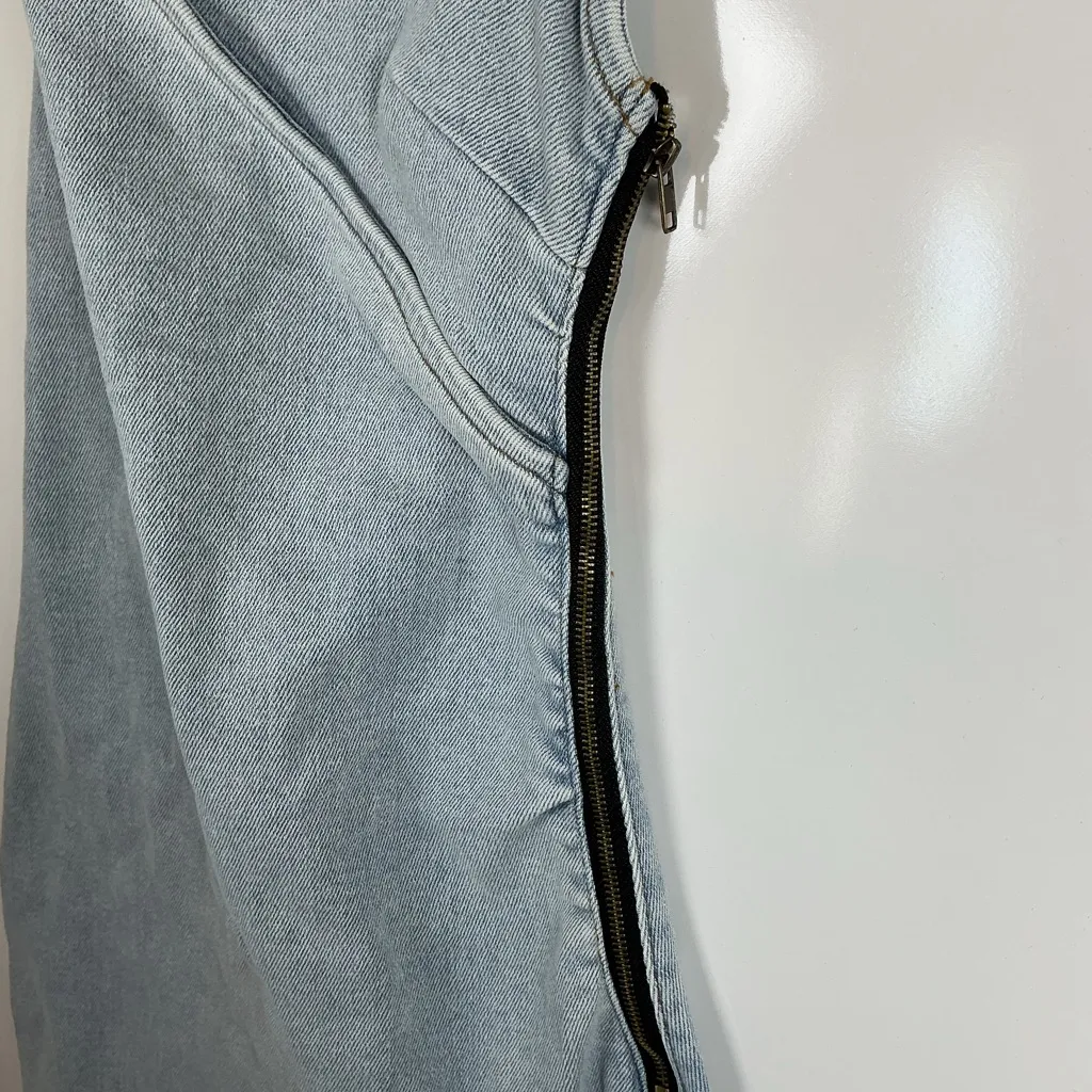 Chic Asymmetrical Denim Dress in Gray - Image 3