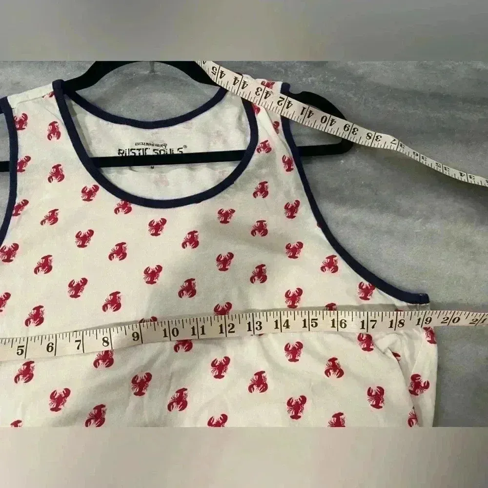 Rustic Souls Women’s Cotton Crew Neck Tank Top Lobster Print Blue Trim Size M Red Size M - Image 5