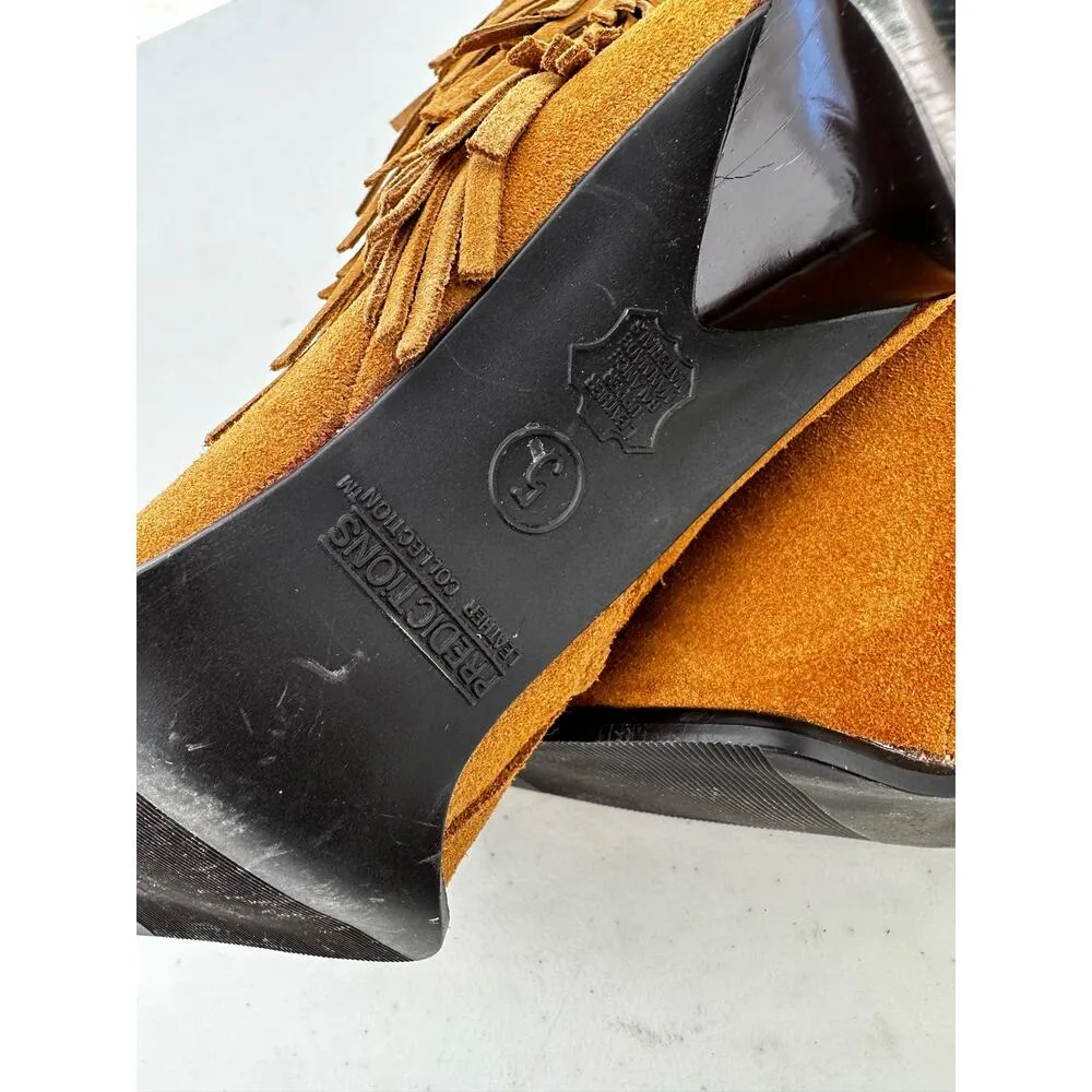 Vintage Predictions Suede Leather Fringe Boots Size 5 - Image 8