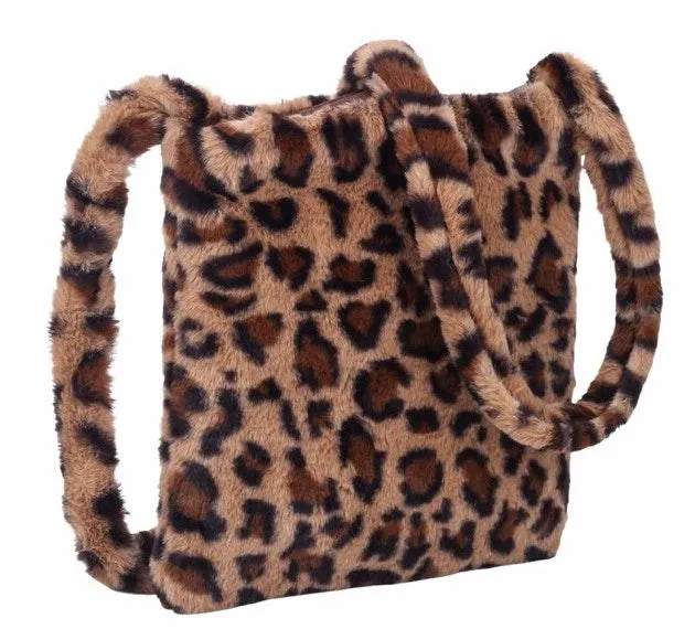 Leopard Print Fluffy Crossbody Bag Multi - Image 2