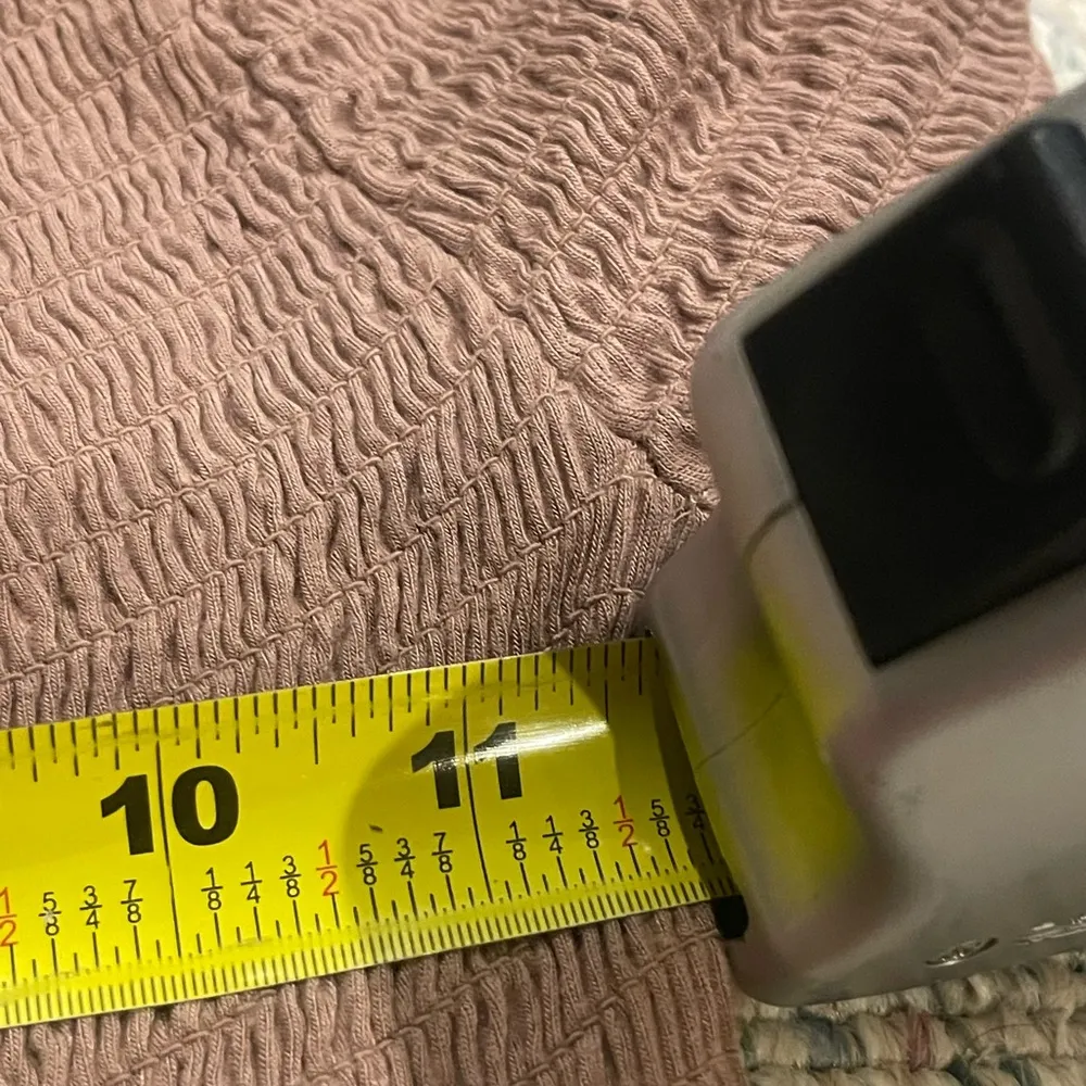 brown ribbed short sleeve cropped shirt S - Image 9