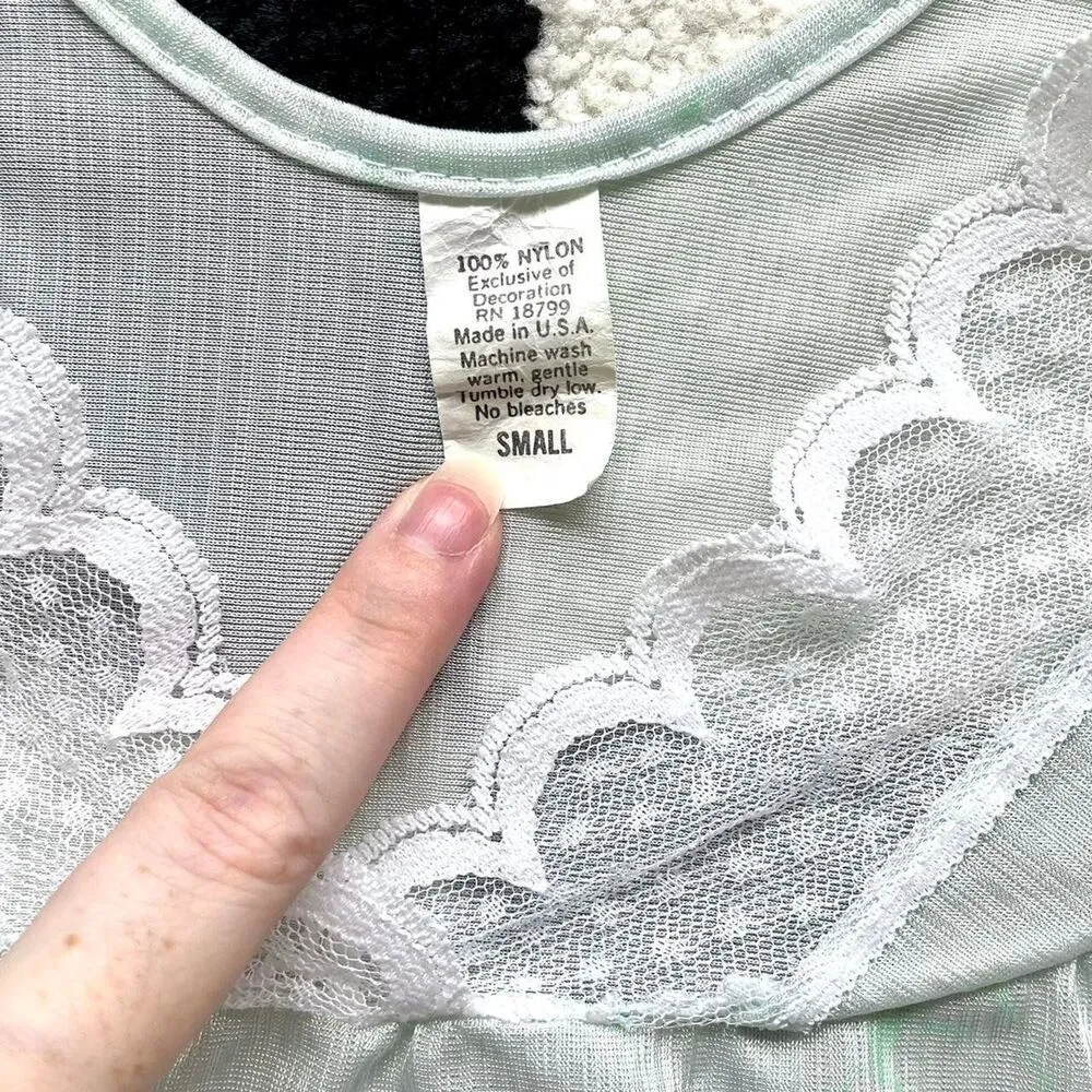 Vintage Mint Green Nylon Slip S - Image 3