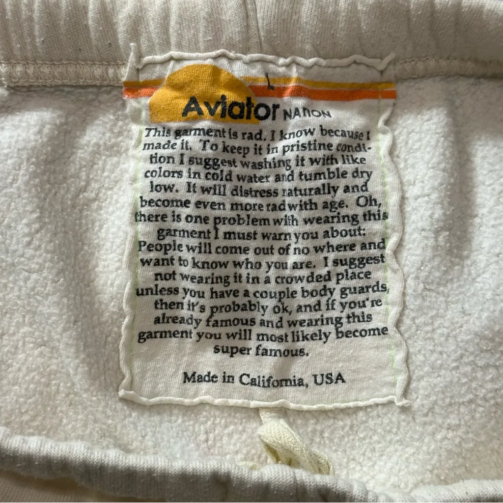 Aviator Nation Women’s Size Large Cream Ivory 5 Stripe Joggers Sweatpants - Image 4