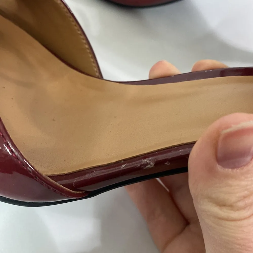 Franco Sarto Dawson heeled peep toe sandal in Bordeaux color size 7.5 - Image 9