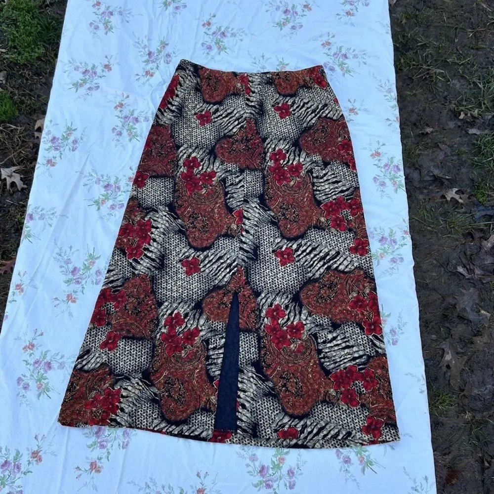 Notations‎ Skirt Petite Large Whimsy Fairy Y2k Floral Animal Print Gold Spring - Image 6