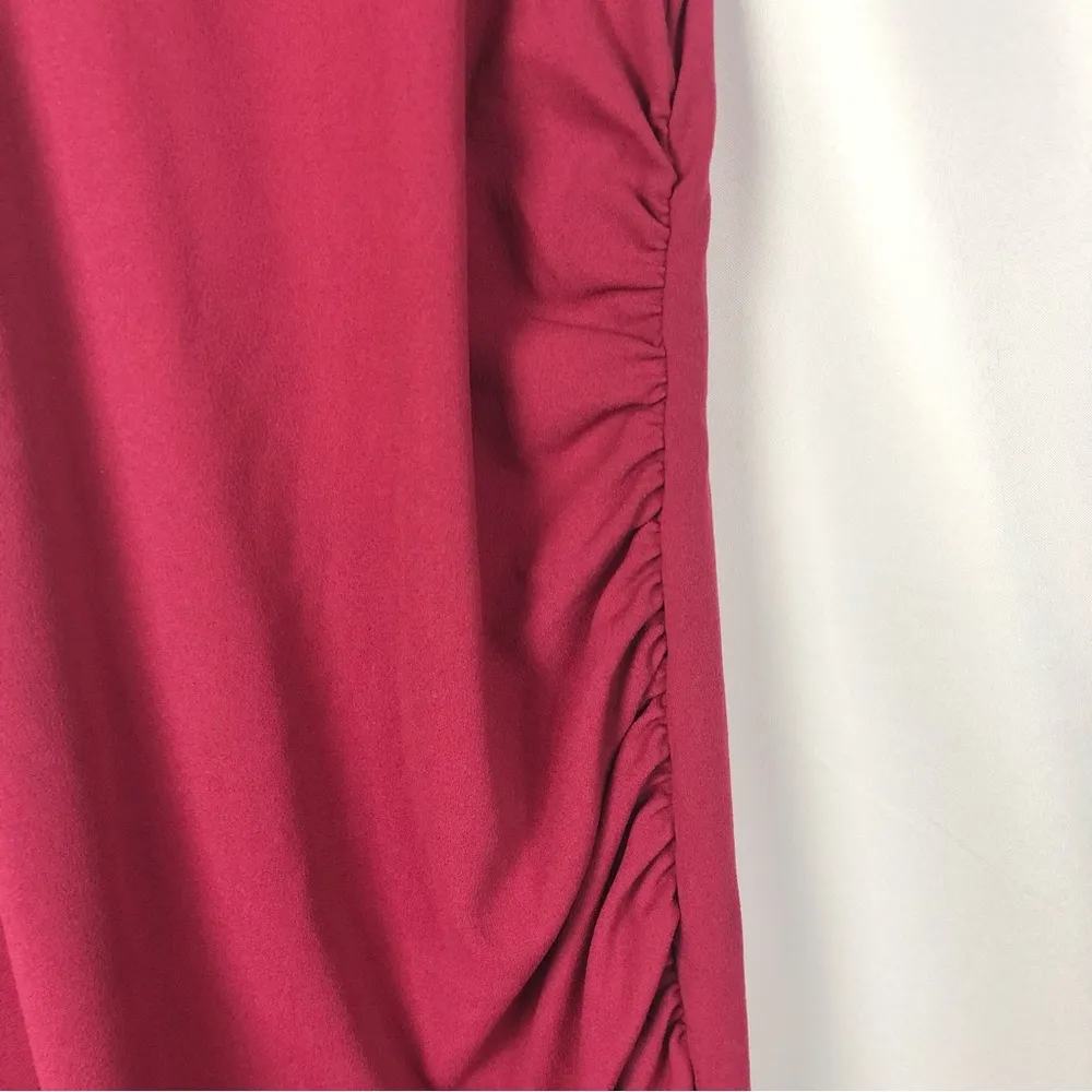 Chelsea28 Red Mock Neck Sheath Ruched Side Midi Dress XS - Image 5