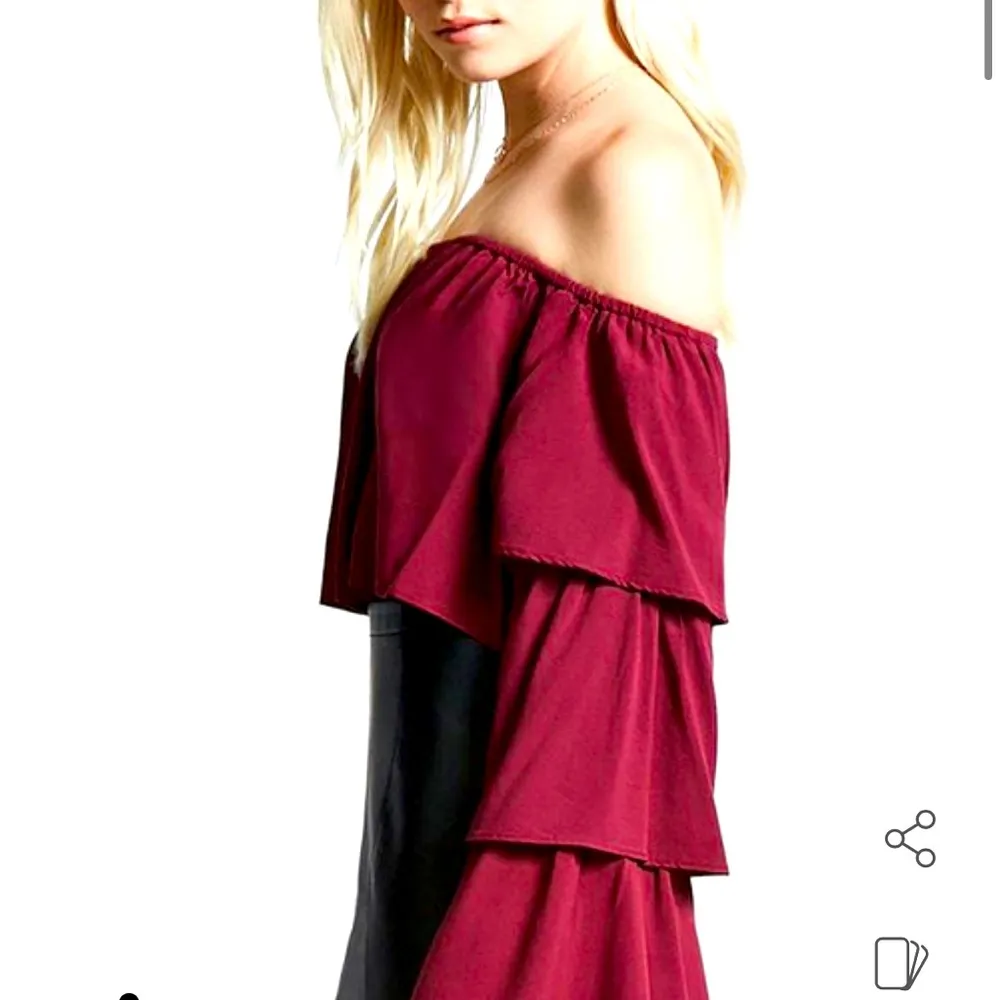 Forever 21 Off Shoulder Aubergine Layered Sleeve Boho Cropped Top Blouse NWT NEW - Image 3