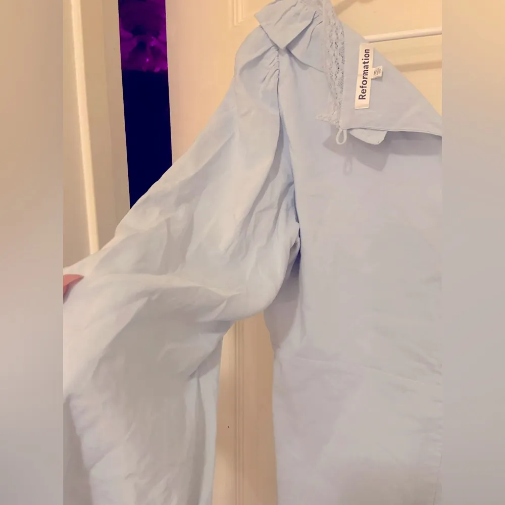 Reformation Burke Dress Blue Sky Long Sleeve Dress Size 10  summer party formal - Image 9