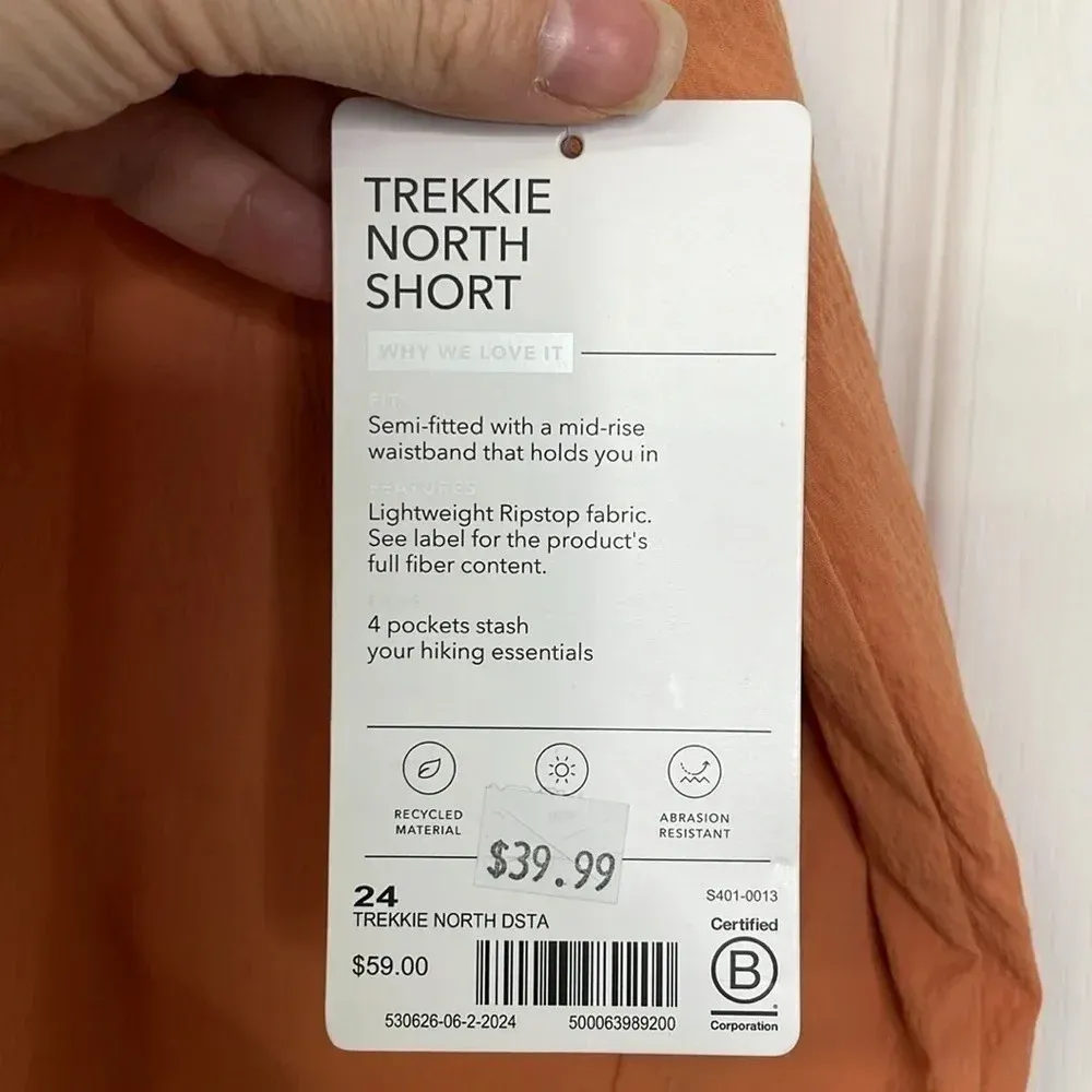 Athleta Trekkie North Orange Athletic Shorts 24 NWT - Image 3