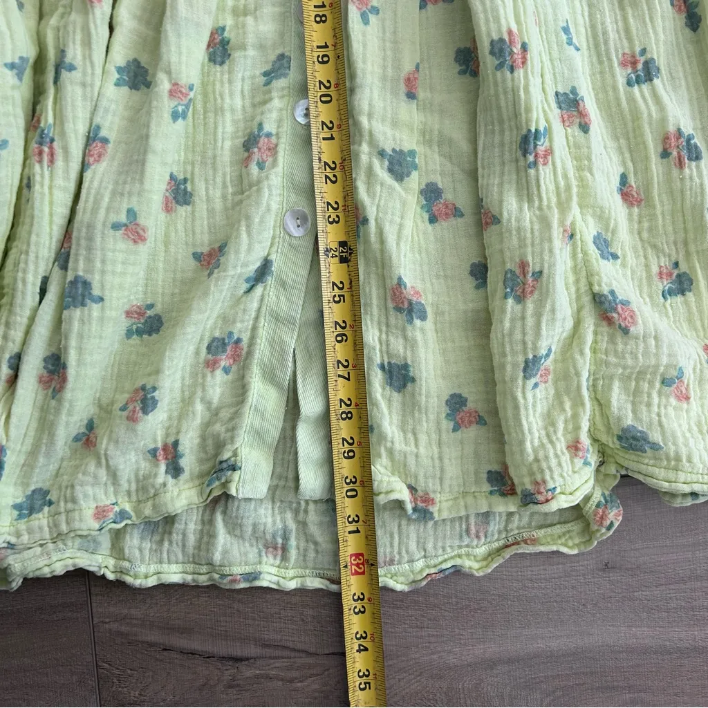Free People Iris Corset Set Skirt Yellow Green Floral Cotton Button Down Skirt S - Image 9