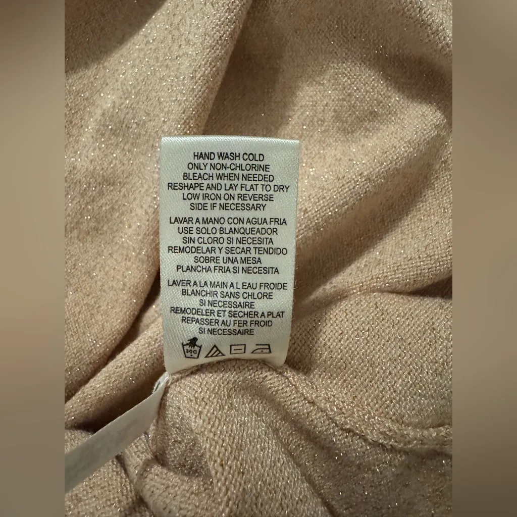 Calvin Klein Shimmer Knit Sweater S/M | Pink Metallic Bell Sleeve Blouse Runs M - Image 6