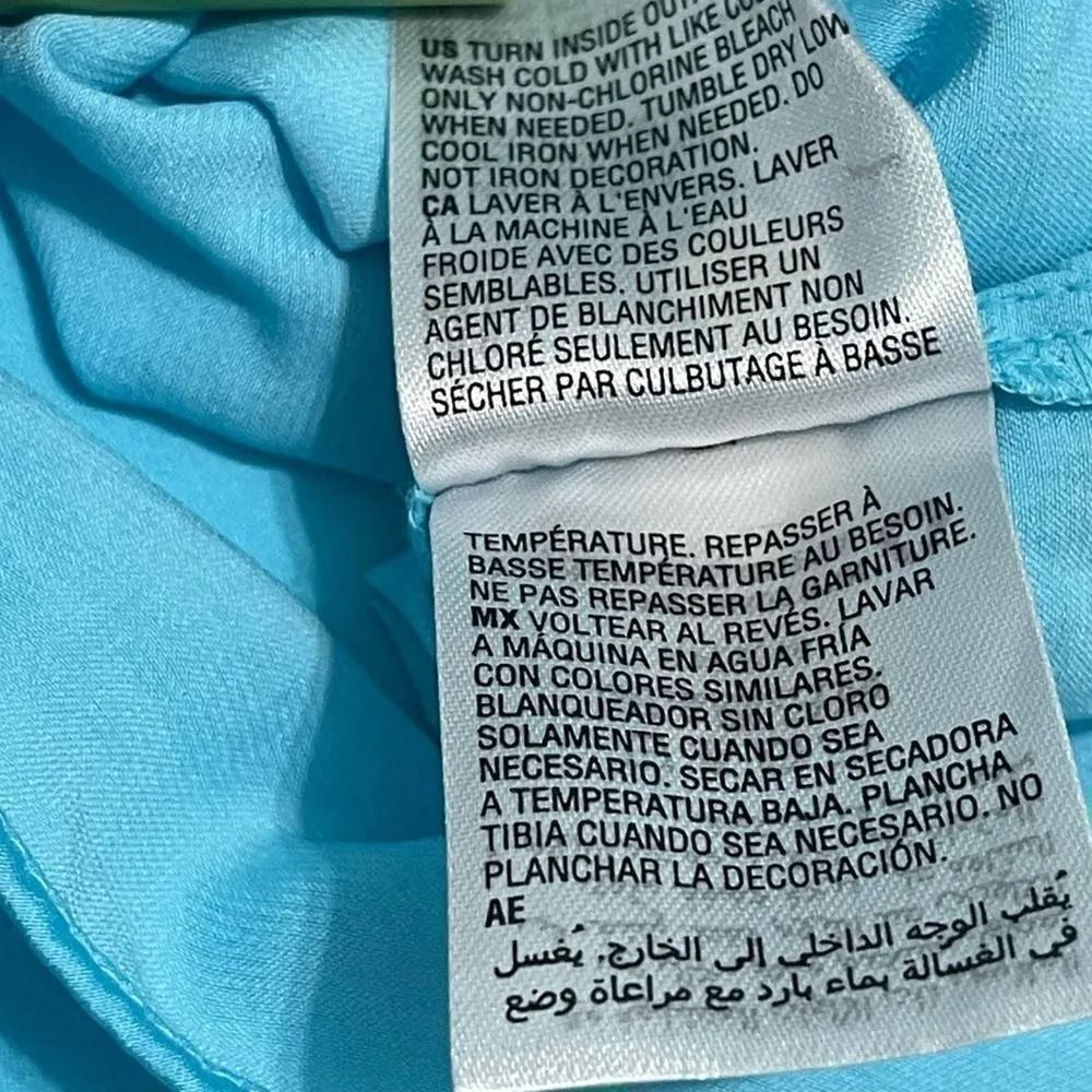 JM Collection Cold Shoulder Studded Top Short Sleeves Ruffles Bright Blue Small - Image 10