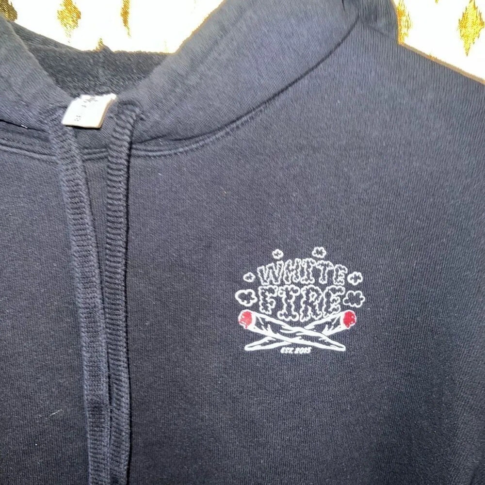 White fire dispensary crop top cropped hoodie size S - Image 3
