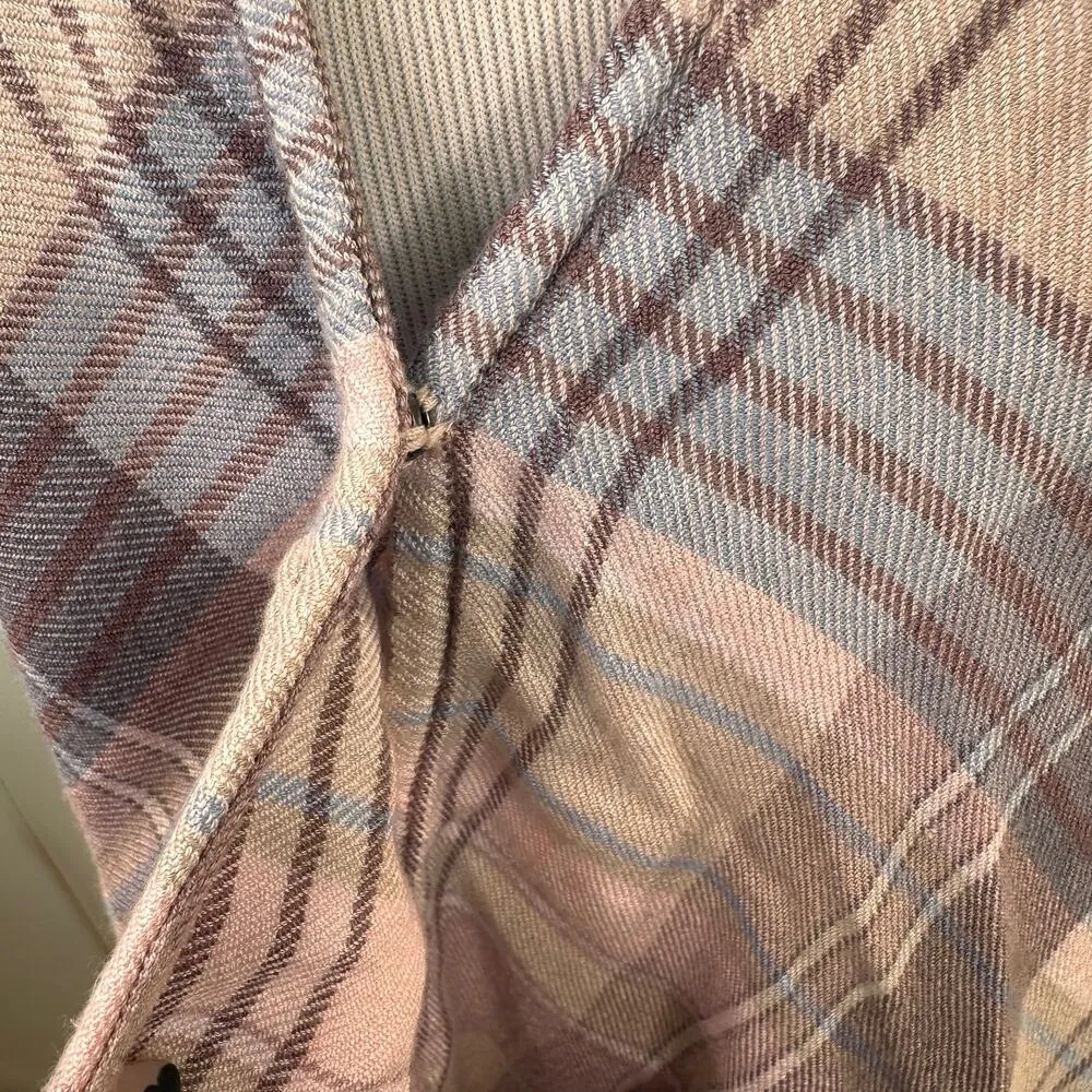 Splendid Wrap Plaid Surplice High Low Long Sleeve Blouse Size Large - Image 6