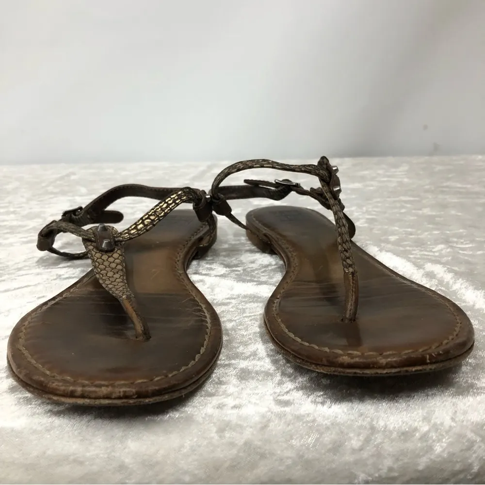 FRYE Carson T-Strap Sandal Dark Brown Ladies 9M - Image 4