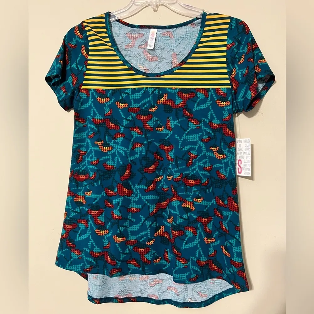 LuLaRoe womens small Classic T short sleeve mixed print floral striped NWT - Image 10