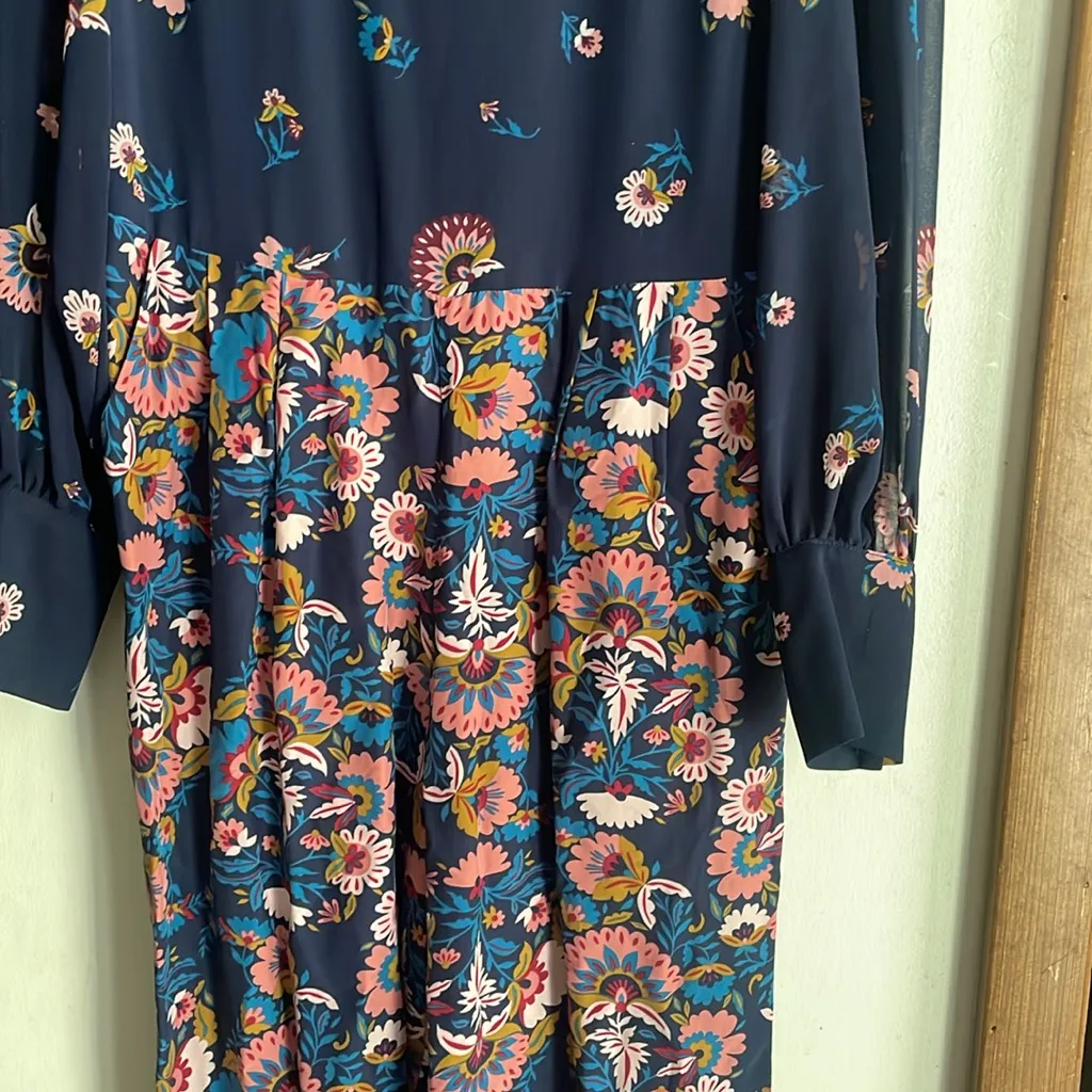 Boden Belgrave Jumpsuit Silk Navy Flourish Scatter Blue Size 6 - Image 9