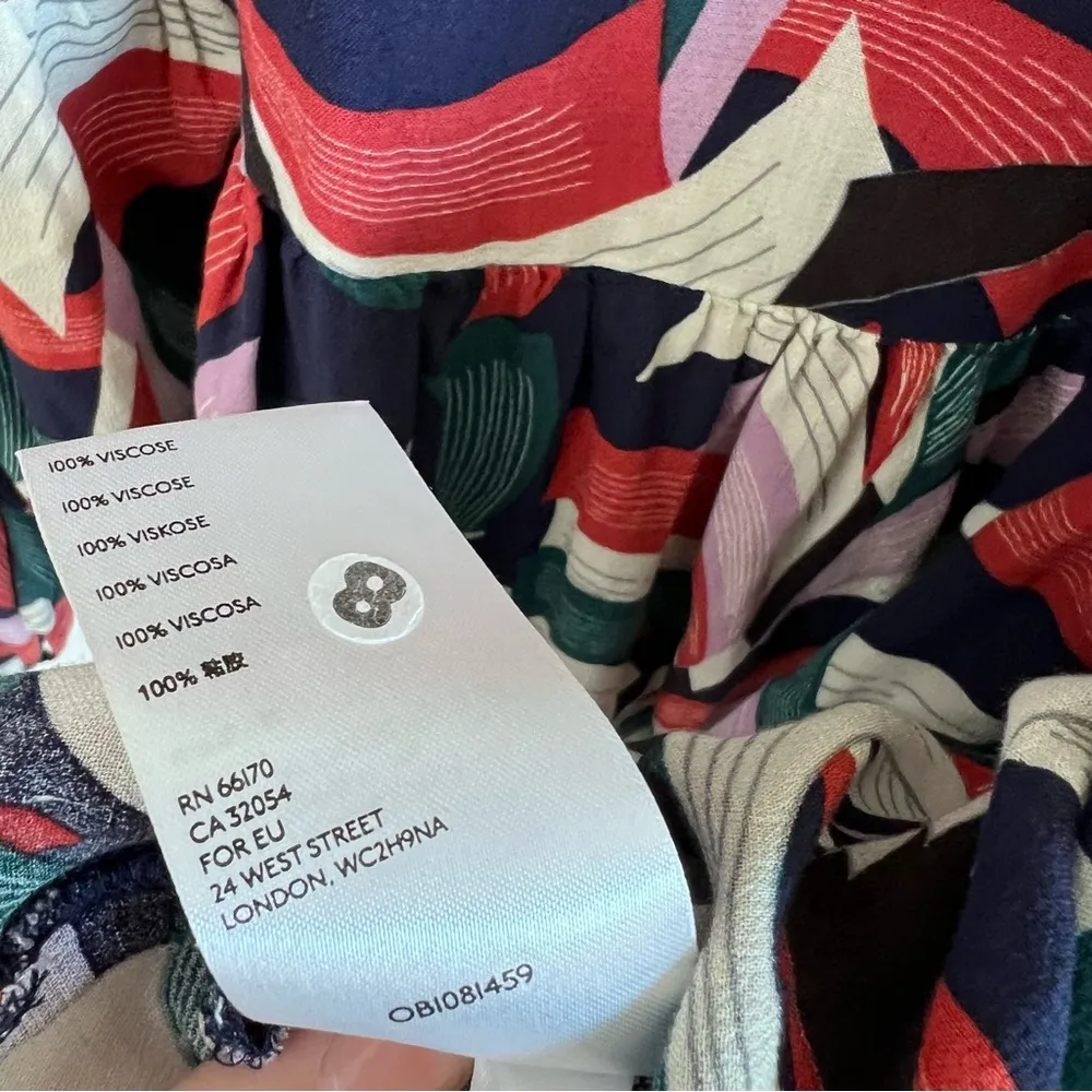 Maeve Anthropologie Cheyenne Blouse Peplum Geometric Brick Navy - Image 9