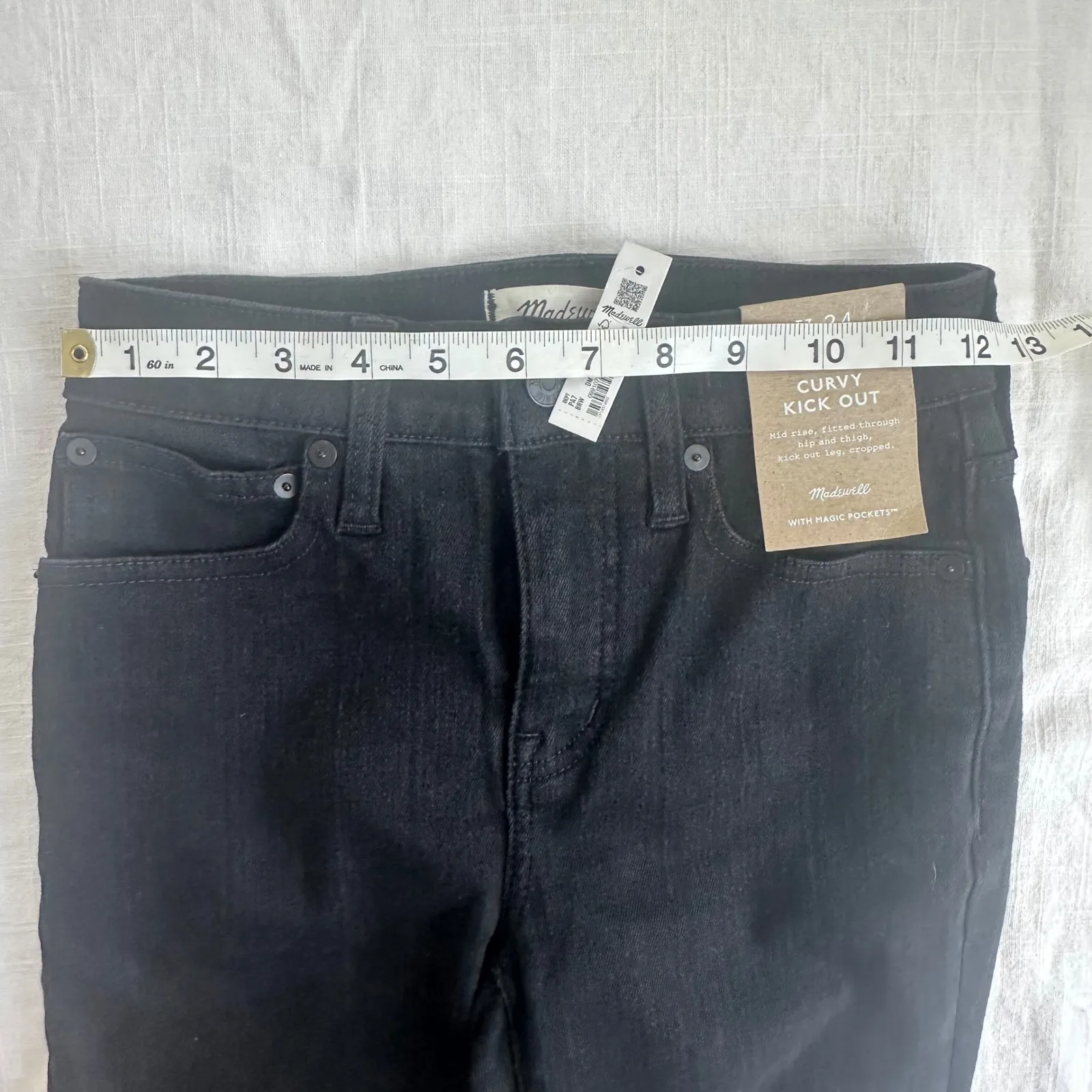 Madewell Curvy Kick Out Crop Jeans Black Rinse Wash Mid Rise Womens‎ Size 24 NWT - Image 6