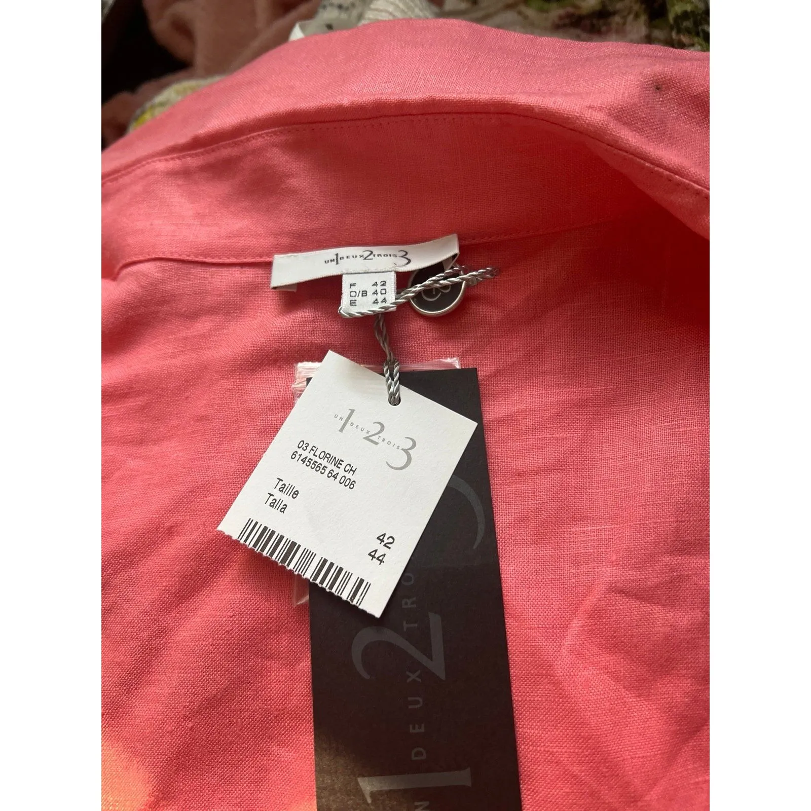 UN Deux trios 100% linen pink ruffle blouse - Image 6