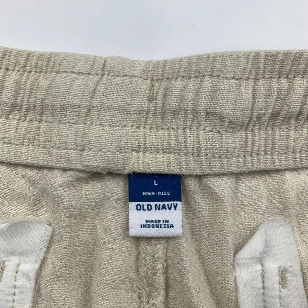 Old Navy Flax Linen Blend High Rise Pull On Shorts L - Image 3