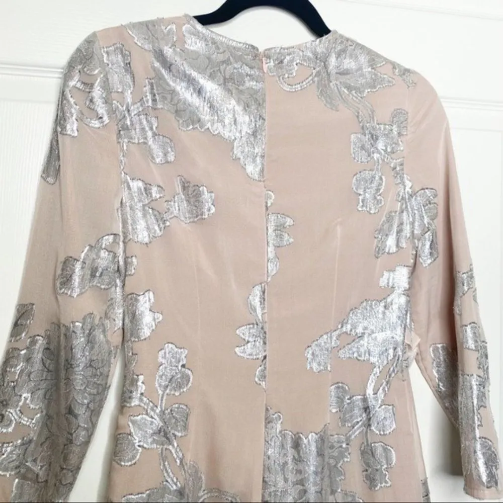 Self-Portrait Metallic Fil Coupe Ruffle Minidress in Blush Pink - Image 10