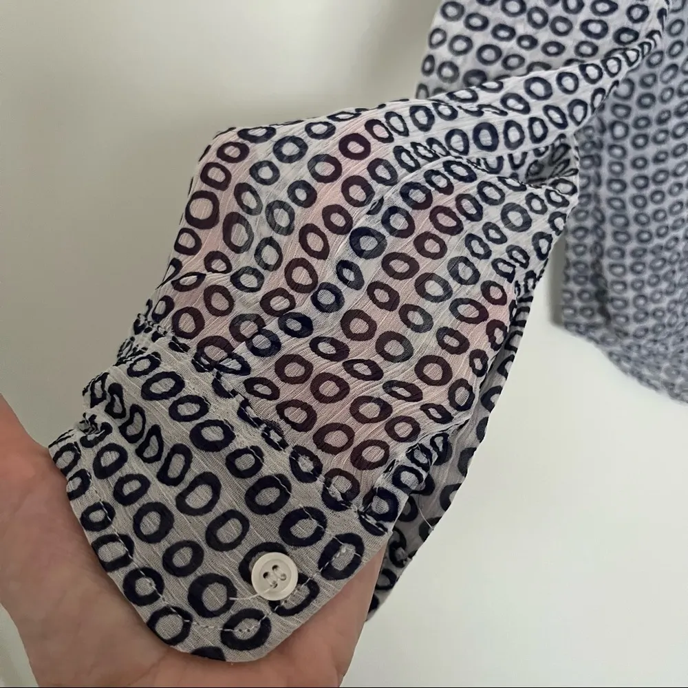 'JOE FRESH' Printed Tunic Half Button Down Long Sleeve. Blue and White. S/P - Image 6