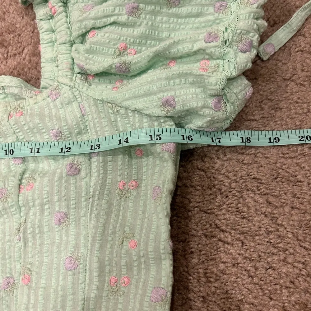 Loveshackfancy SET Aqua Lanya Puff Sleeve Top and Talma Embroidered Mini Skirt - Image 8